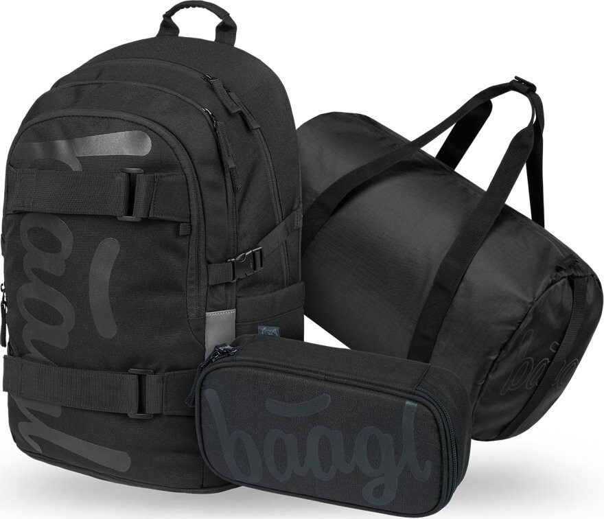 BAAGL SET 3 Skate Uni černá: batoh, penál, sportovní taška
