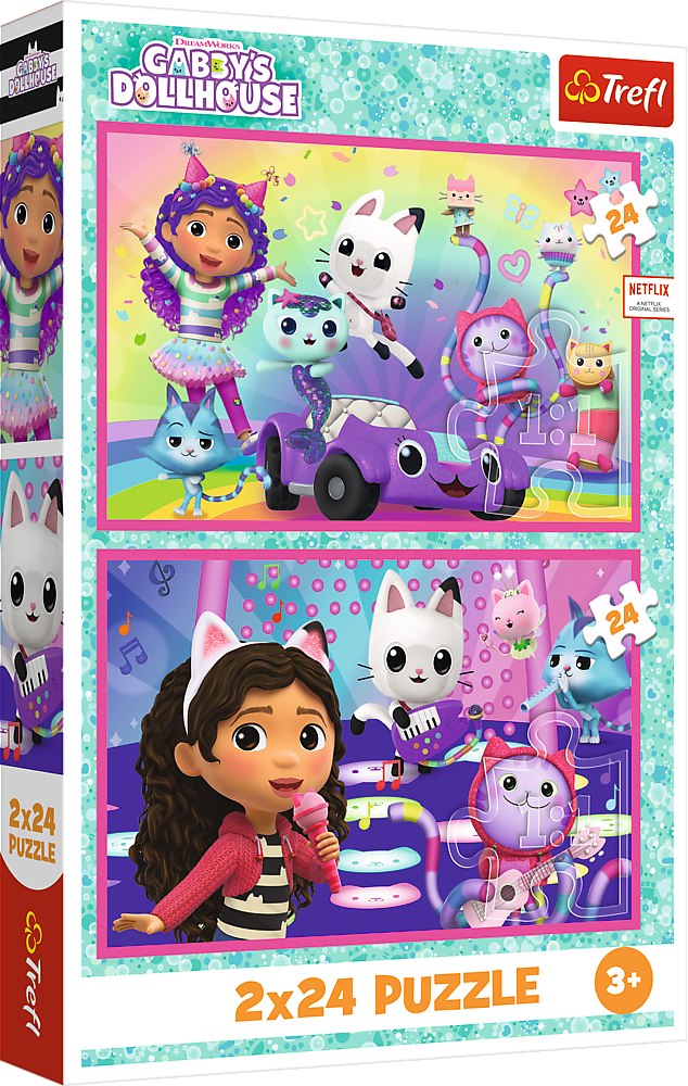 Puzzle Hraní s Gabby 2v1 Gábinčin kouzelný domeček  2x24 dílků - Trefl