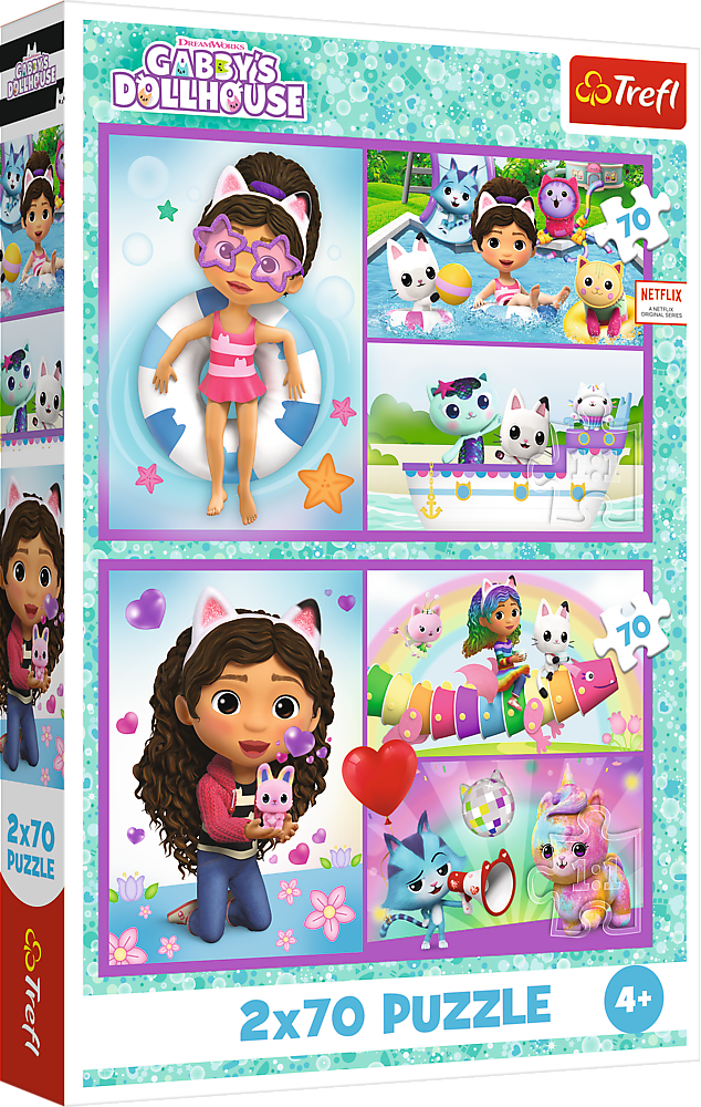 Puzzle Zahrajte si s Gabby 2v1 Gábinčin kouzelný domeček 2x70 dílků - Trefl