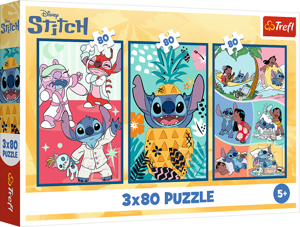 Puzzle Stitchův svět 3v1 Stitch 3x80 dílků - Trefl