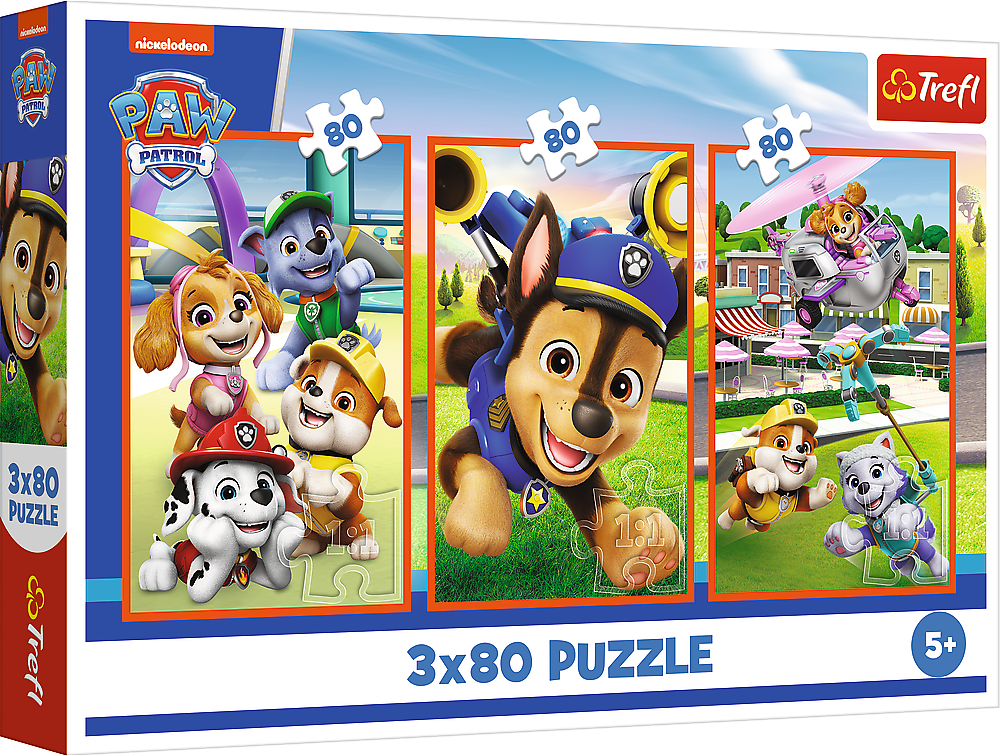 Puzzle Psí gang 3v1 Tlapková patrola 3x80 dílků - Trefl