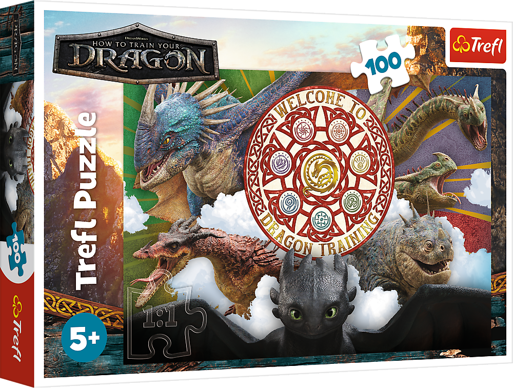 Puzzle 100 dílků Draci v akci - Trefl