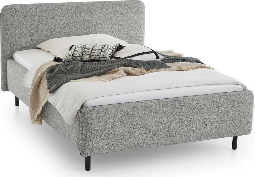 Světle šedá čalouněná dvoulůžková postel s úložným prostorem s roštem 180x200 cm Primo – Meise Möbel