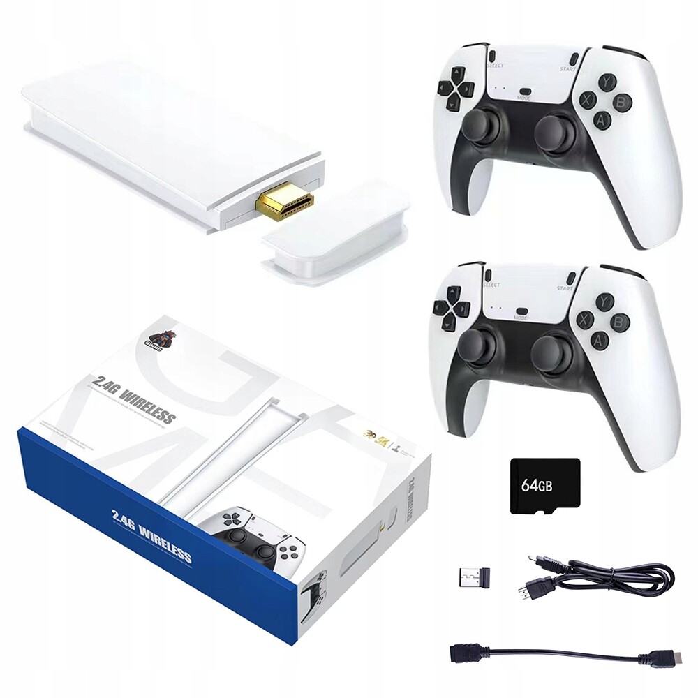 Retro bezdrátová emulátorová konzole se 2 ovladači 64GB, 20 tisíc her Hdmi