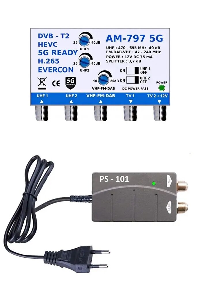 Anténní zesilovač AM-797 s napájecím zdrojem