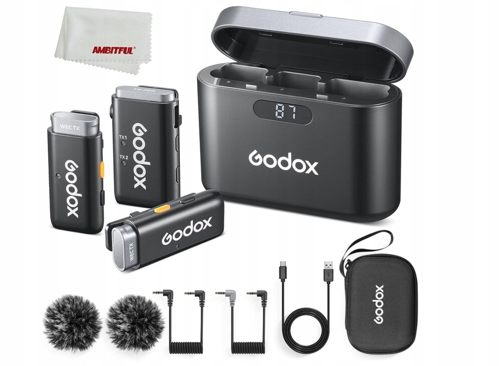 Bezdrátový kondenzátorový kravatový mikrofon pro telefon Godox Wec Kit2