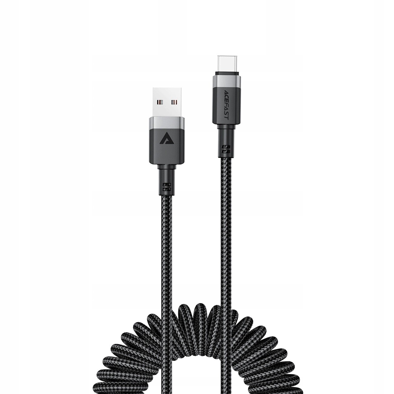 Kabel Acefast C14-04 Usb-a Usb-c pružinový 480Mb/s 3A 1.2 m černý