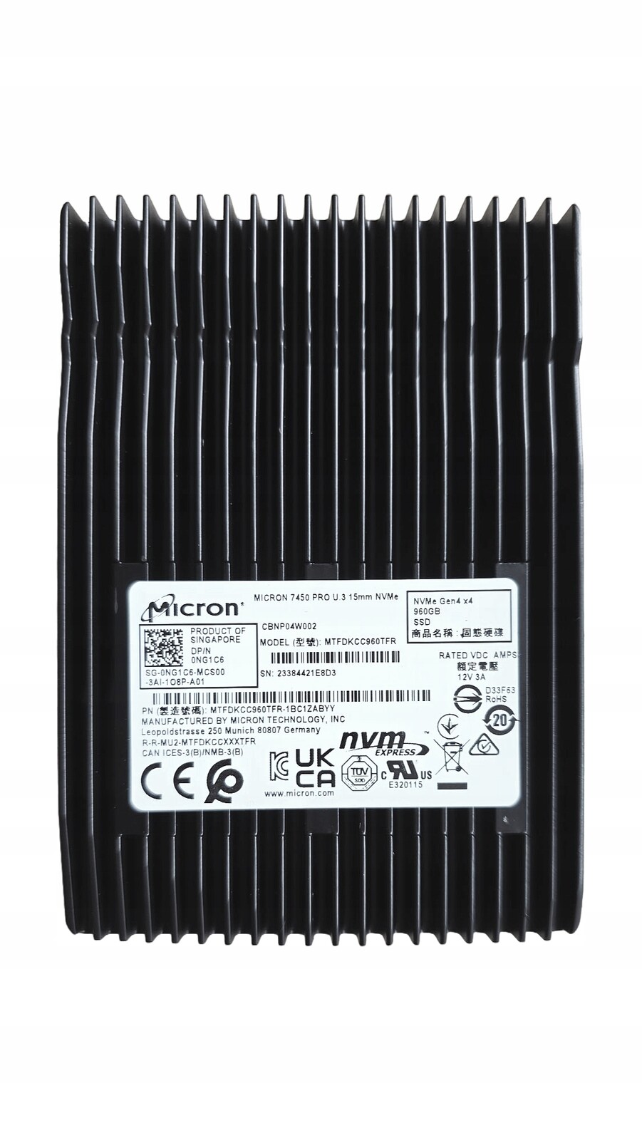 Pevný disk Dell Micron 960GB Ssd NVMe PCIe 4.0x4 U.3 2.5