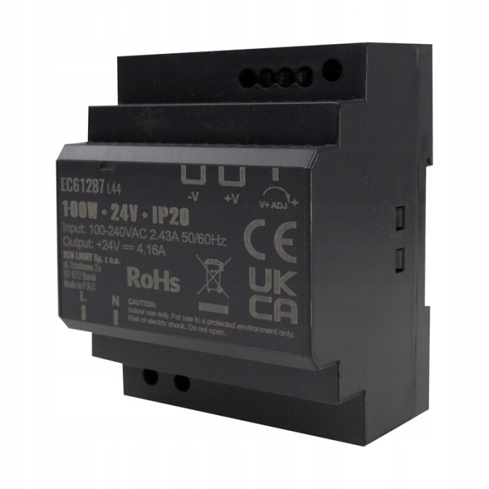 Spínaný napájecí zdroj Premium na Din lištu 24V 4,16A 100W pro Led pásky Cctv