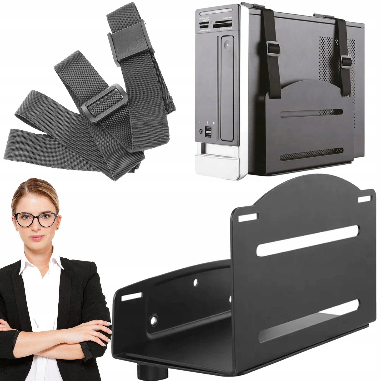 Nástěnný Držák Na Počítač Nastavitelný Až Do 10 Kg, Pevné Upevňovací Popruhy