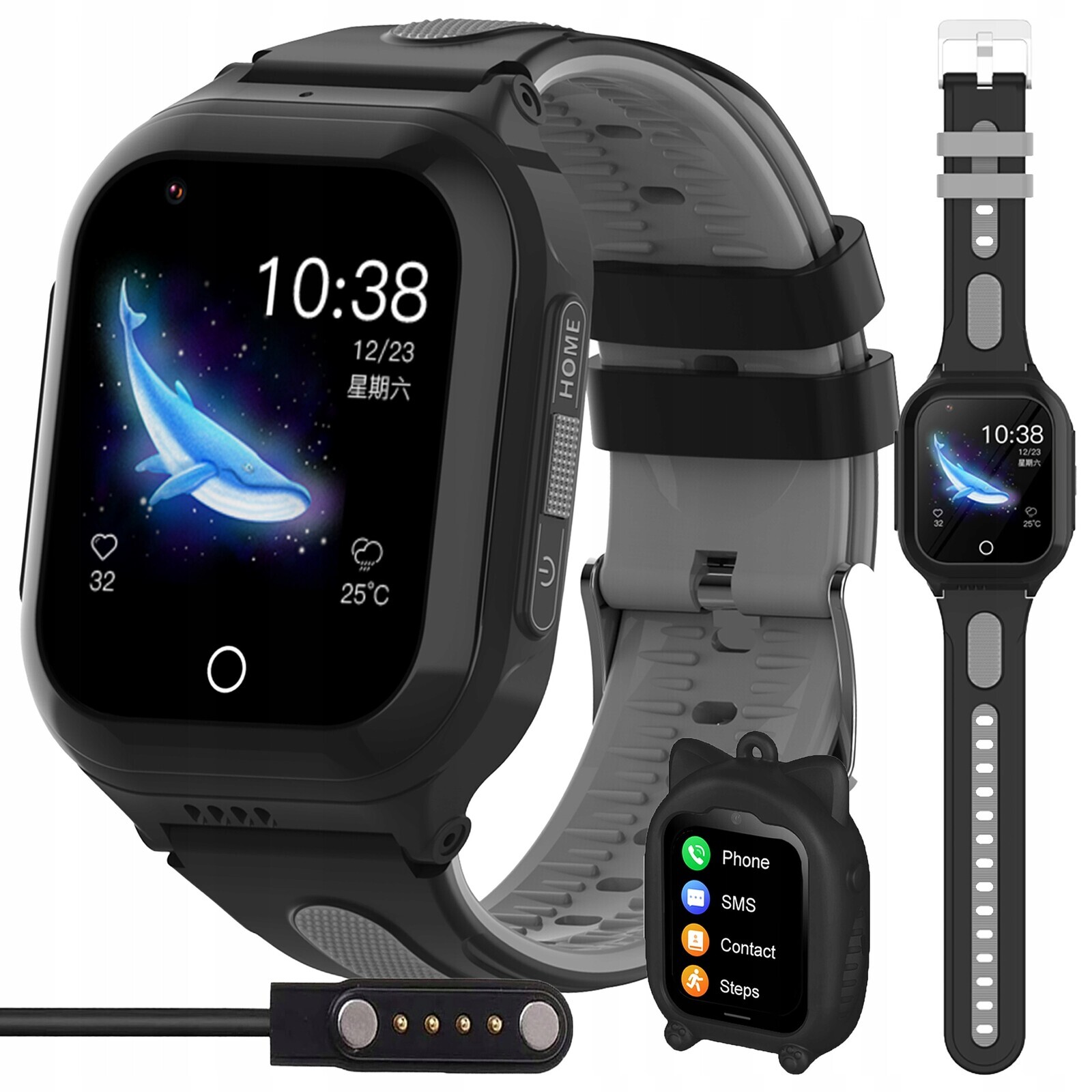 Chytré Hodinky Hodinky Pro Děti Gps Lokalizace Sms Hovory Hry 8GB Černé