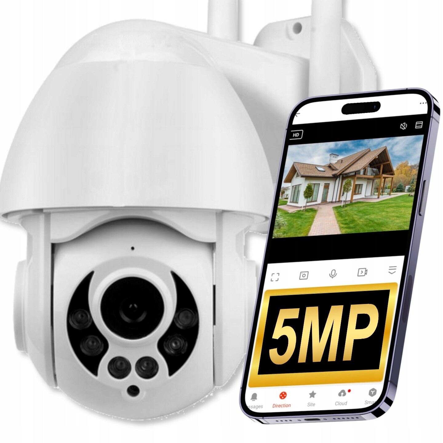 Venkovní Wifi kamera Smart 5MPx Otočná Aplikace V Polštině Sledování