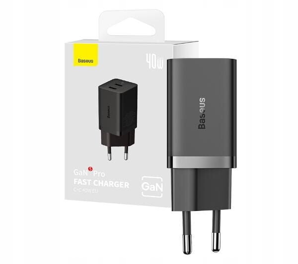 Univerzální síťová nabíječka Baseus GaN5 40W 2x Usb-c černá