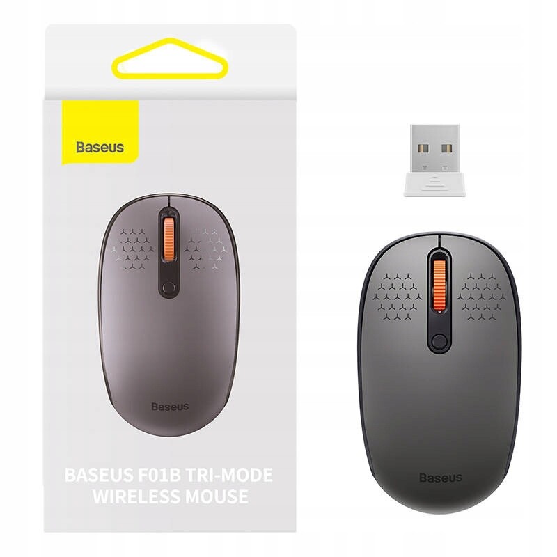 Bezdrátová myš Baseus F01B Tri-Mode 2.4G Bt 5.0 1600 Dpi (šedá)