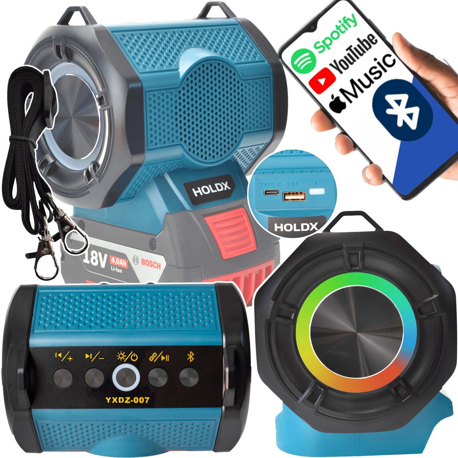 Reproduktor Na Akumulátor Bosch 18V Bluetooth Pro Stavební Baterii, Výkonný