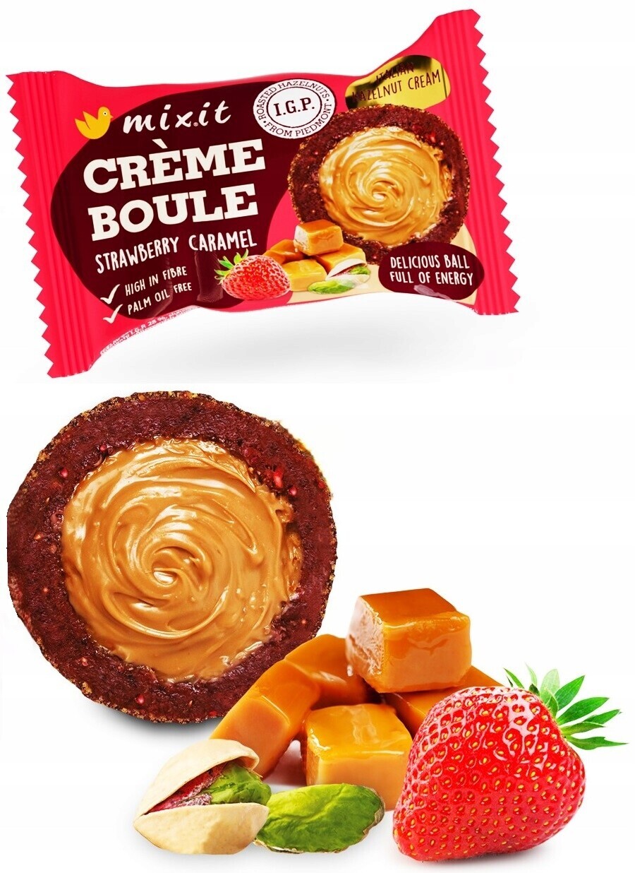 Set 20 x Mixit Creme Boule Strawberry Caramel 30g Zdravá Svačinka