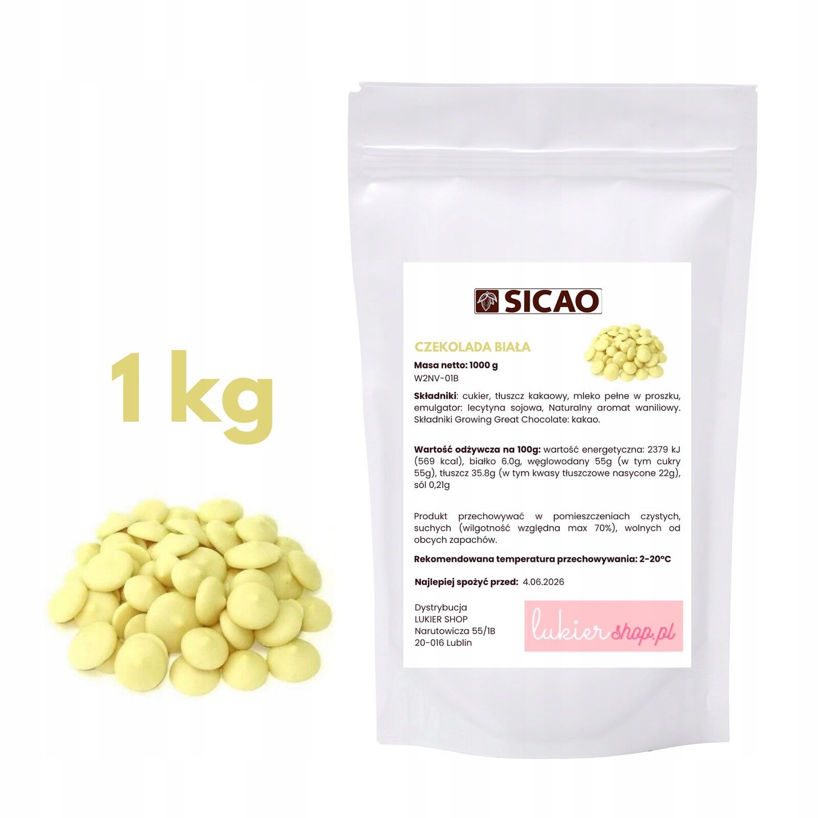 Čokoláda bílá belgická pro fondue fontány Callebaut Sicao 1 kg