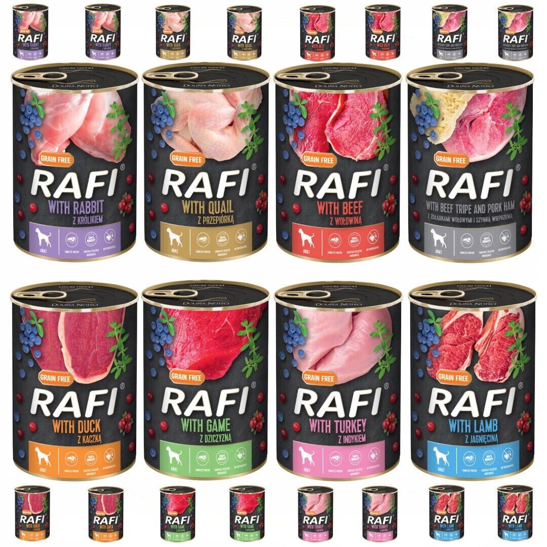 Rafi Mix 8 příchutí Vlhké Krmivo pro psa 24x400 g