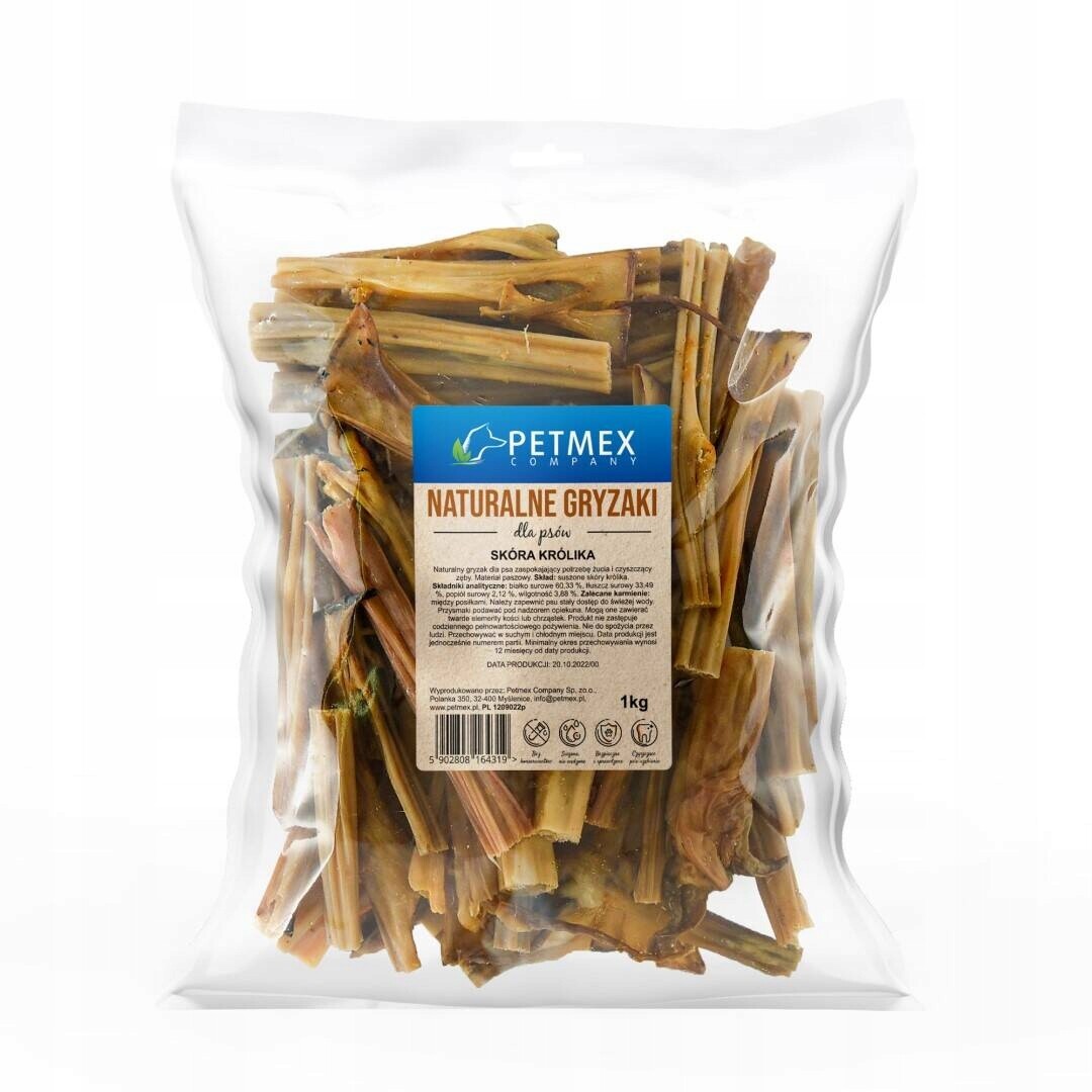 Petmex Králičí kůže 1 kg Přírodní kousátko Psí Pamlsek