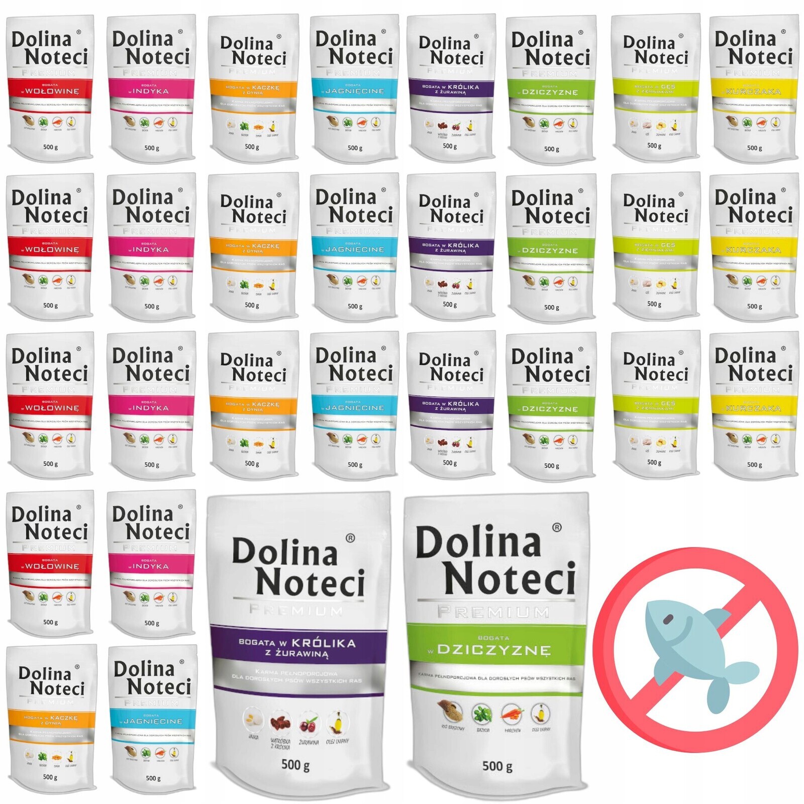 Dolina Noteci Premium krmivo pro psy v sáčku Mix Chutí bez ryb 30x500g