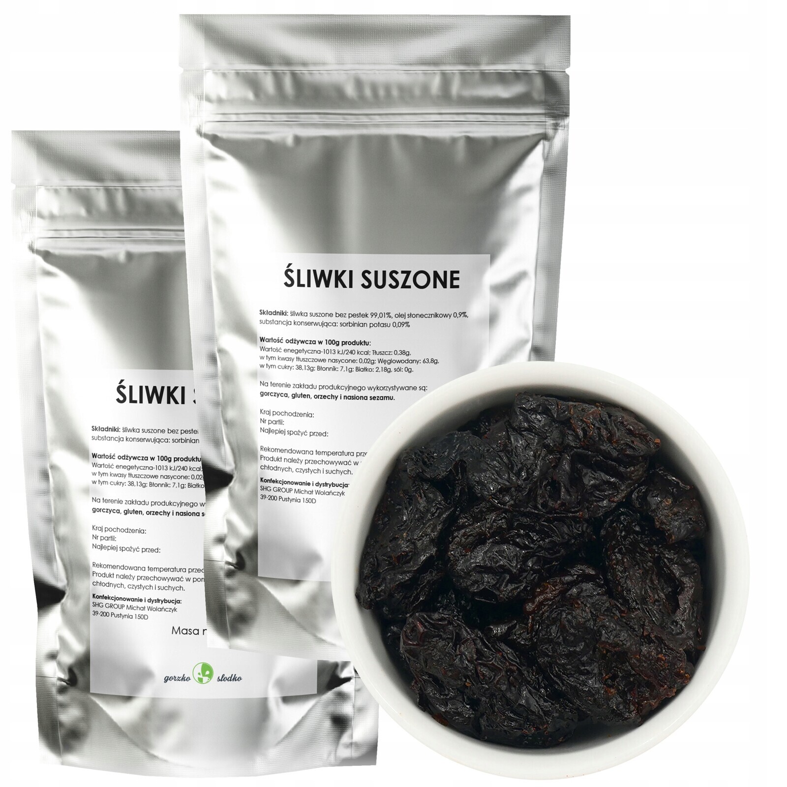 Sušené švestky bez pecek 2 kg, zdravá svačinka bez cukru Gorzko Sladko