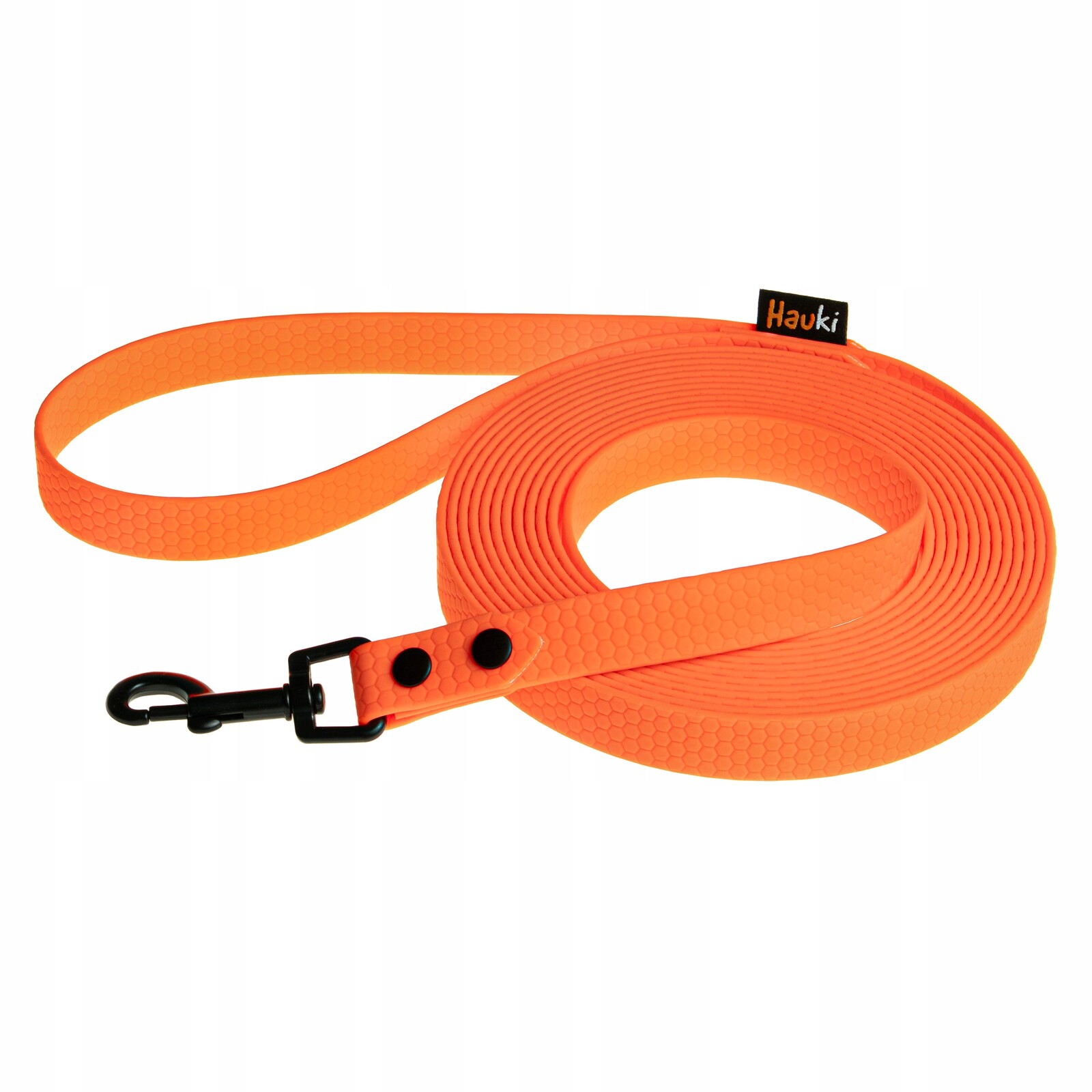 Tréninková Linka Hexa 15M/20MM Oranžová. Černé Prvky. Vodítko Pro Psa