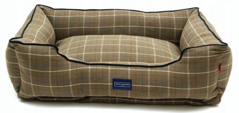 Kostkovaný hnědozelený pelíšek pro psy 85x70x25 cm