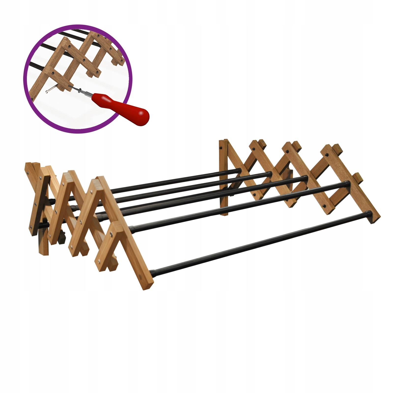 Sušák 95 CM, Nástěnná, Dřevěná, Pevná