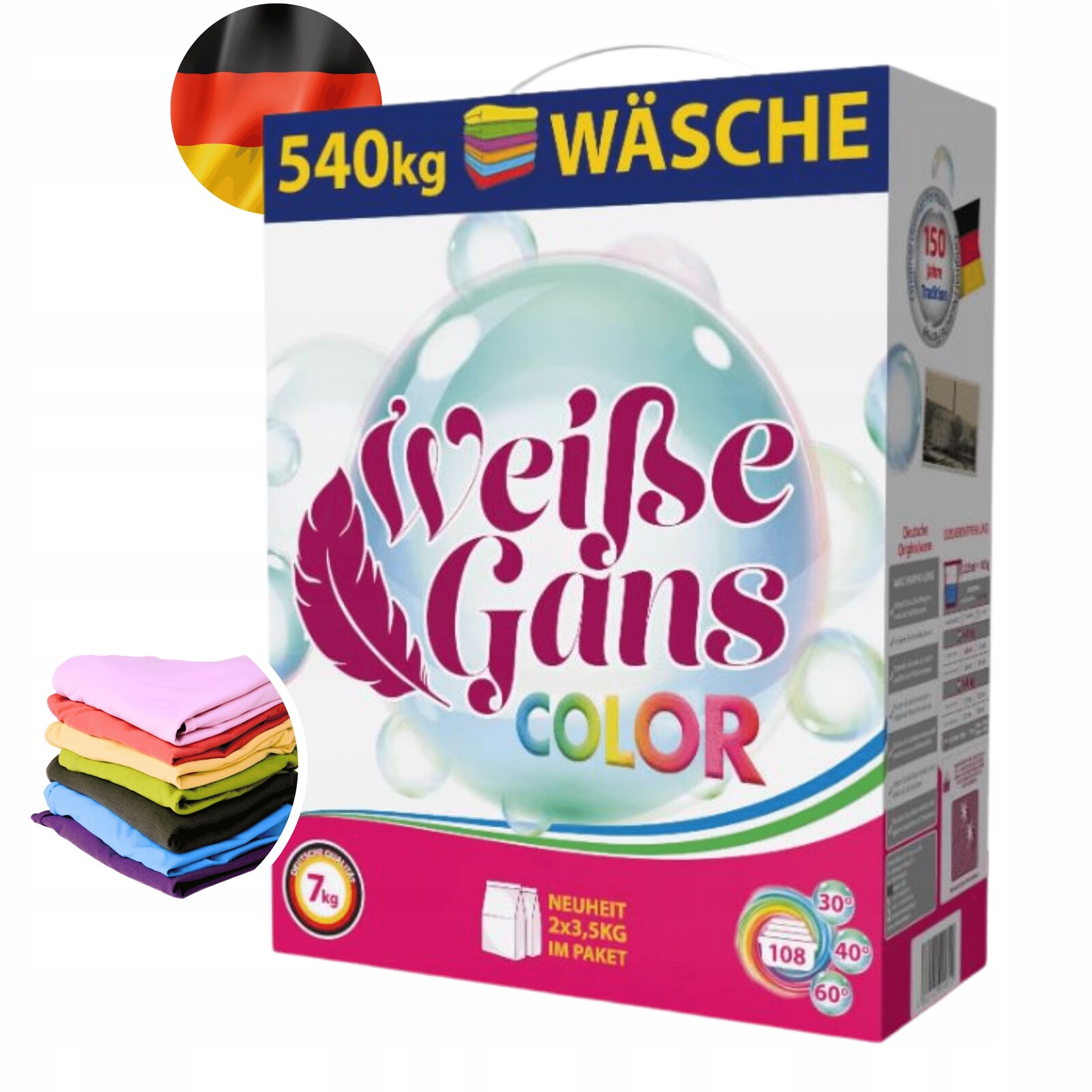 Německý prací prášek Weisse Gans na barevné prádlo, 7 kg