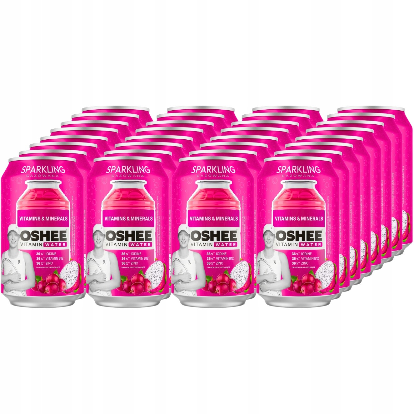 Oshee Vitamin Water s příchutí červeného hroznové víno a dragonfruitu 330 ml x 24 ks