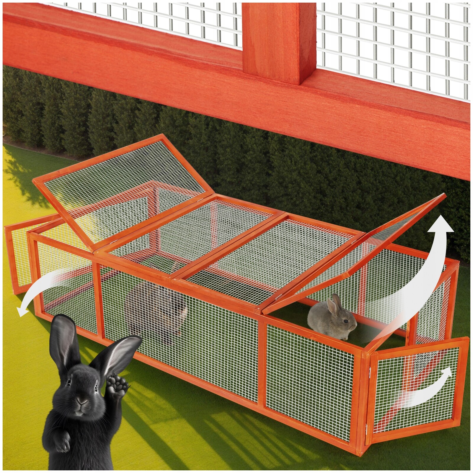 Přenosná králíkárna se 4 dvířky
