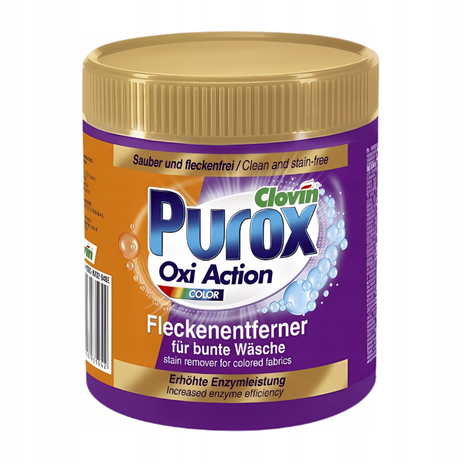 Odstraňovač skvrn v prášku Clovin Purox 750 g Oxi Action Odstraňuje obtížné
