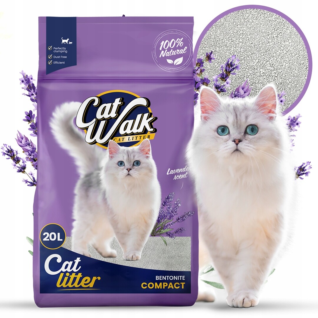 Stelivo pro kočky bentonitové hrudkující Levandulové CatWalk Compact 20L