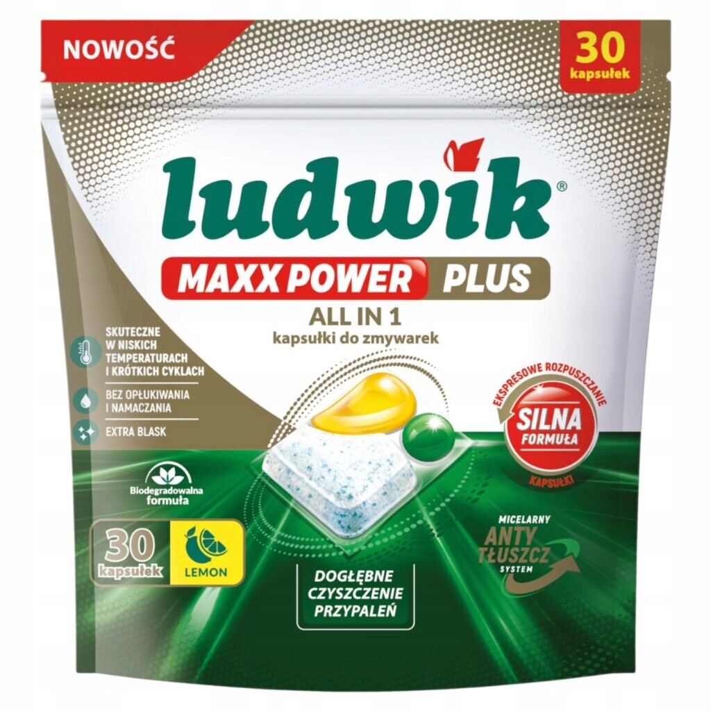 Ludwik All In One Maxx Power Lemon Kapsle do myčky nádobí 30 ks