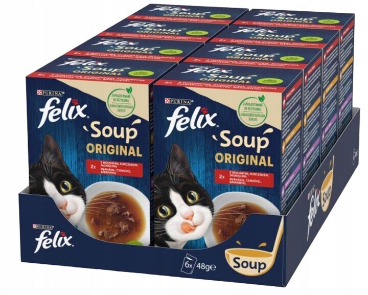 Felix Soup Original Doplňkové krmivo pro kočky sada polévek 48 g x 48 kusů