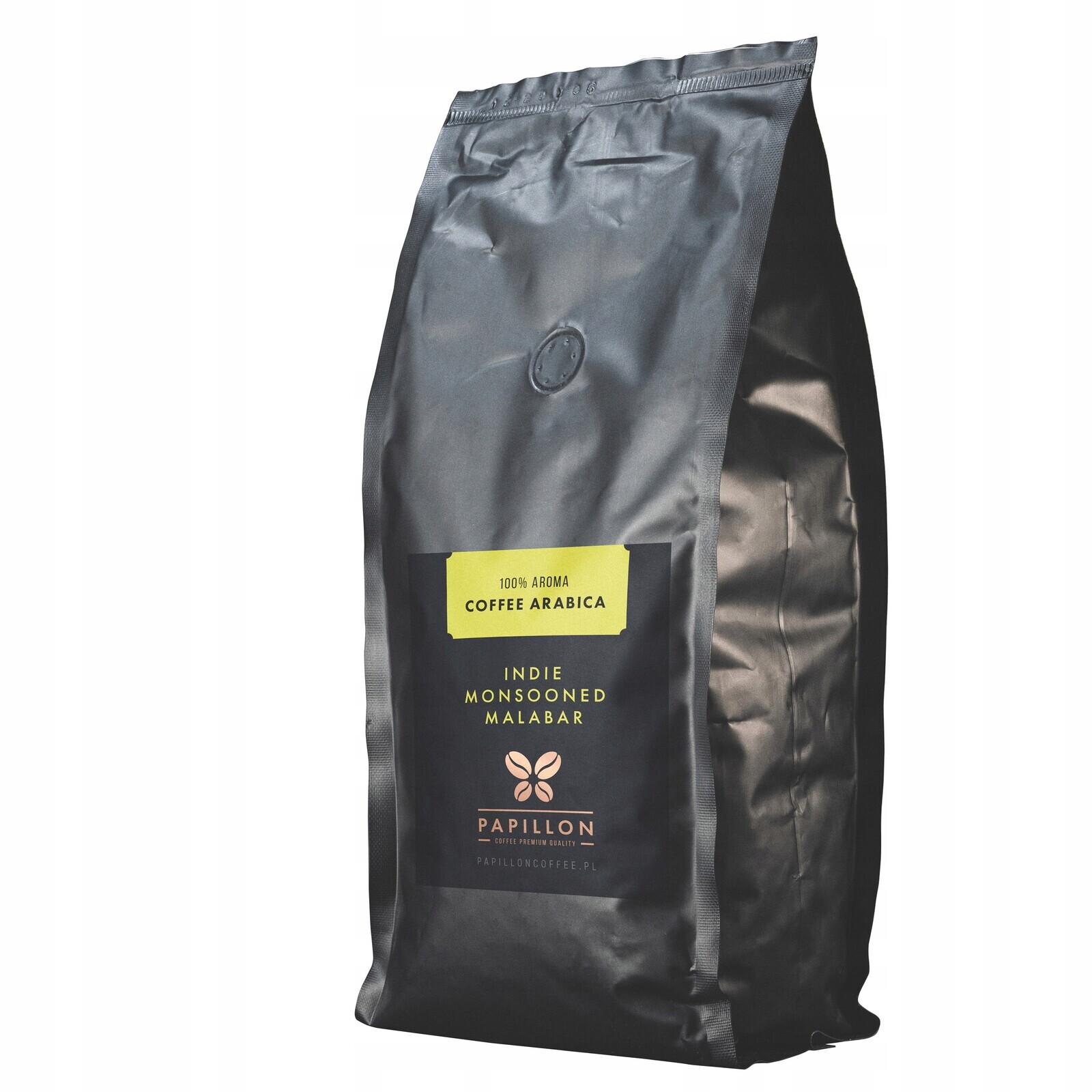 Káva zrnková Arabica Papillon Coffee Indie Monsooned Malabar zrna 1kg