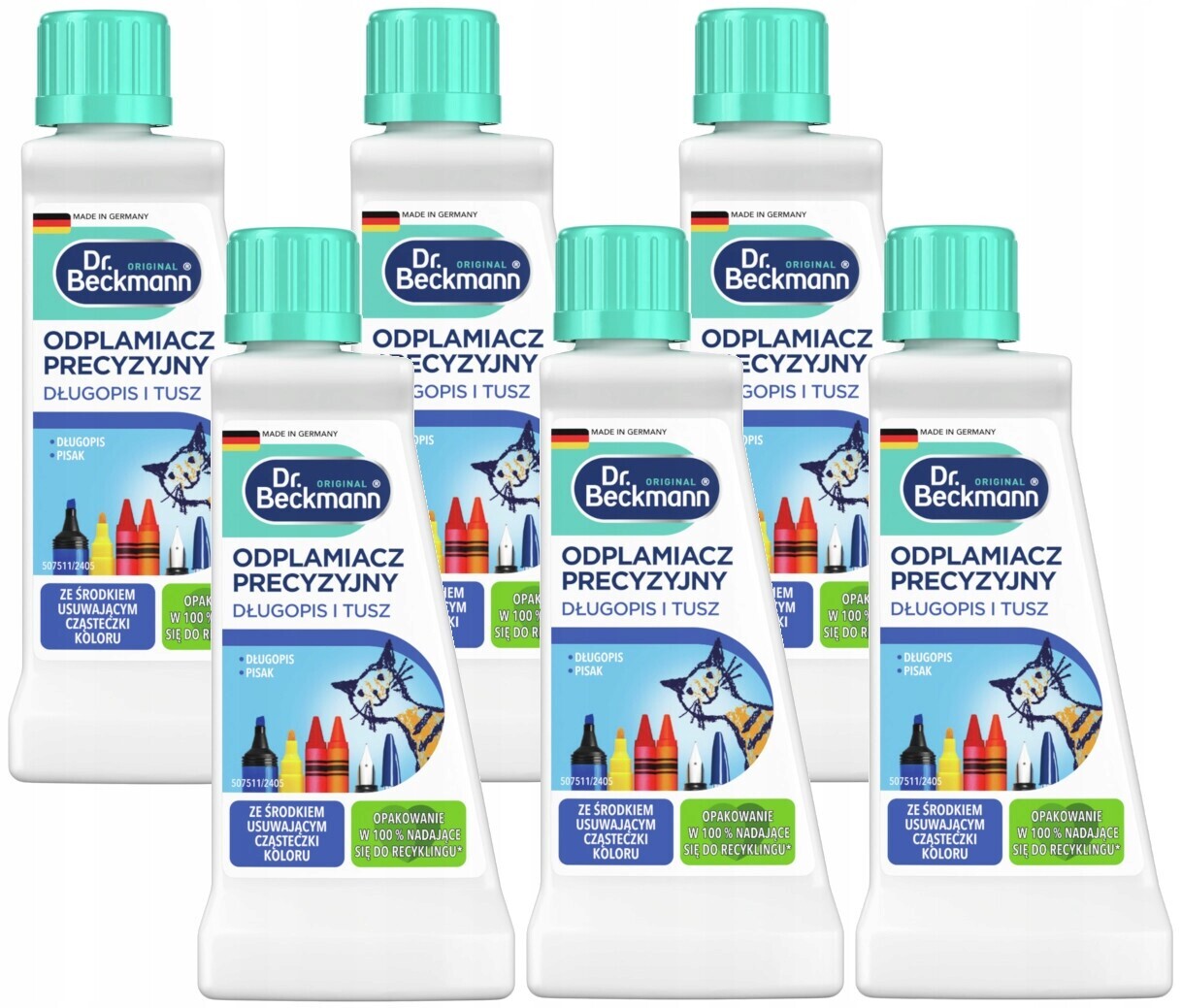 Přesný odstraňovač skvrn Propiska Inkoust Fixy Pastelky Dr. Beckmann 50 ml 6x