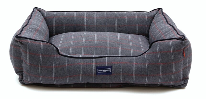 Kostkovaný šedý pelíšek pro psy 100x85x25 cm