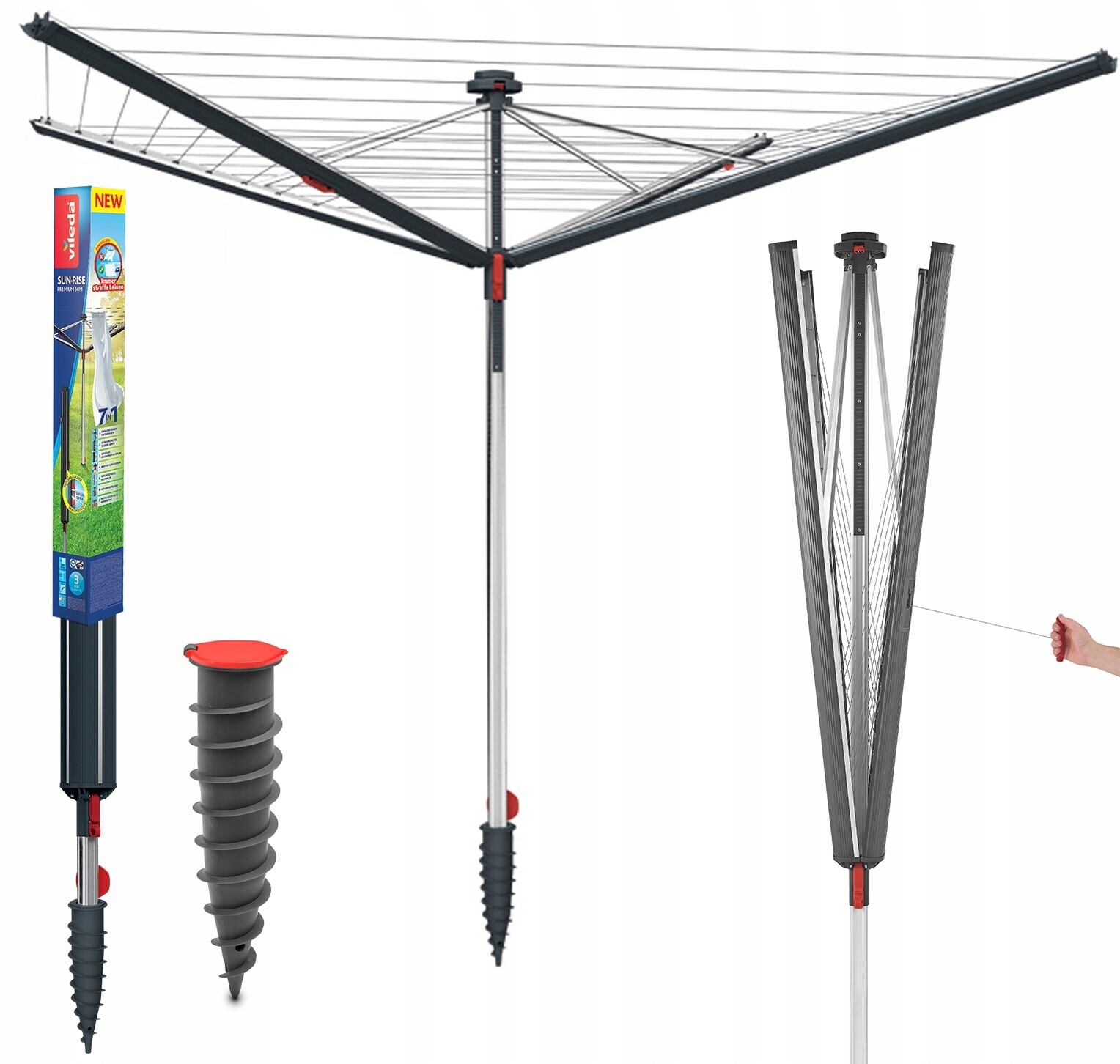 Sušák na prádlo Vileda Sun Rise Zahradní hliníková do 6,6 kg Premium 50