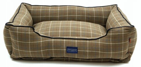 Kostkovaný hnědozelený pelíšek pro psy 100x85x25 cm