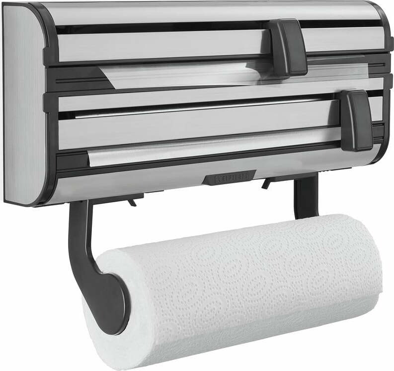 Nástěnný kovový držák na fólie a papírové utěrky ve stříbrné barvě Parat Royal – LEIFHEIT