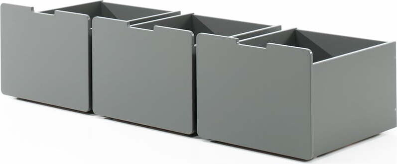 Šedé šuplíky pod dětskou postel 3 ks Pino – Vipack