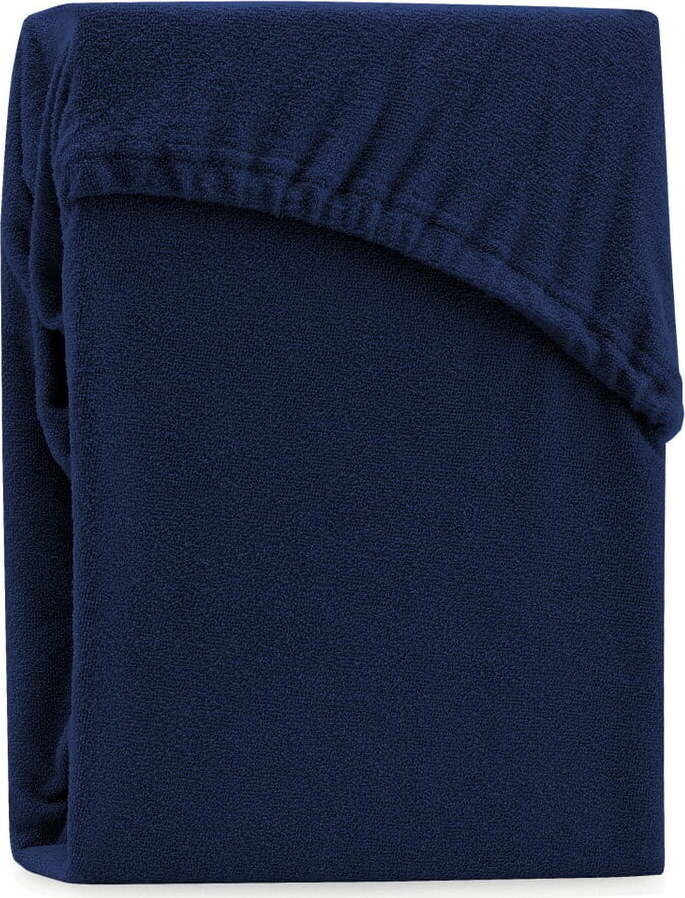 Tmavě modré napínací froté prostěradlo 240x220 cm Ruby – Restilo