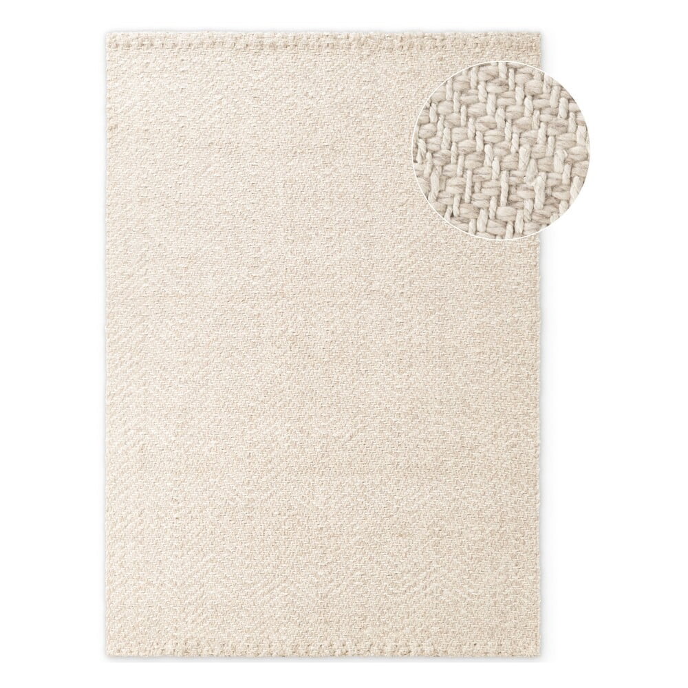 Krémový/slonovinový ručně tkaný koberec s příměsí vlny 160x230 cm Majoli – Elle Decoration