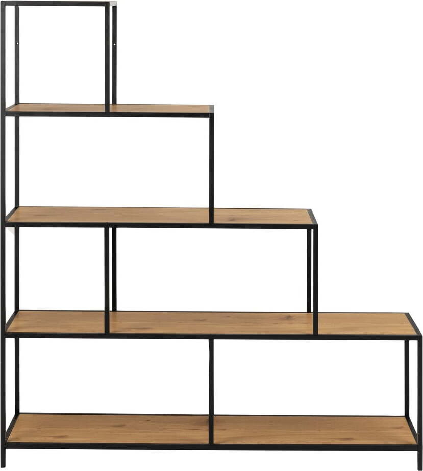 Černá knihovna v dekoru dubu 135x150 cm Seaford - Actona