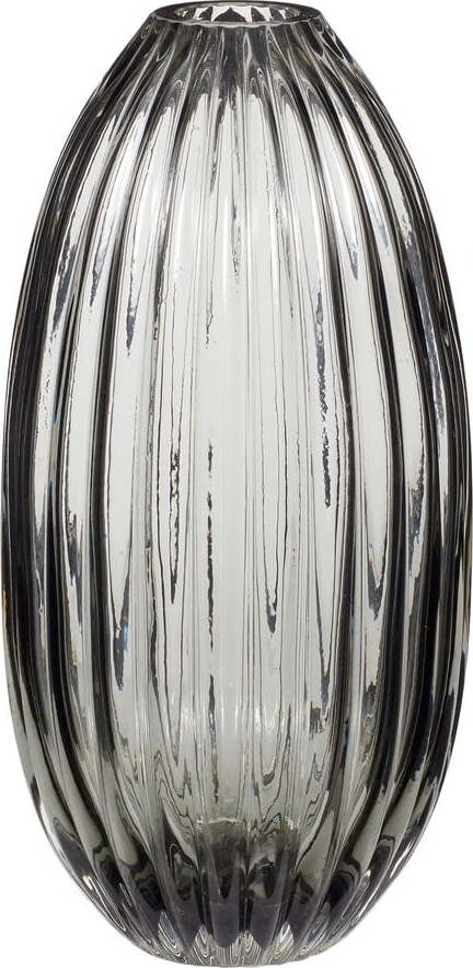 Šedá skleněná váza Hübsch Smoked, výška 30 cm