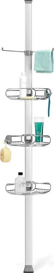 Šedá teleskopická kovová koupelnová polička - simplehuman