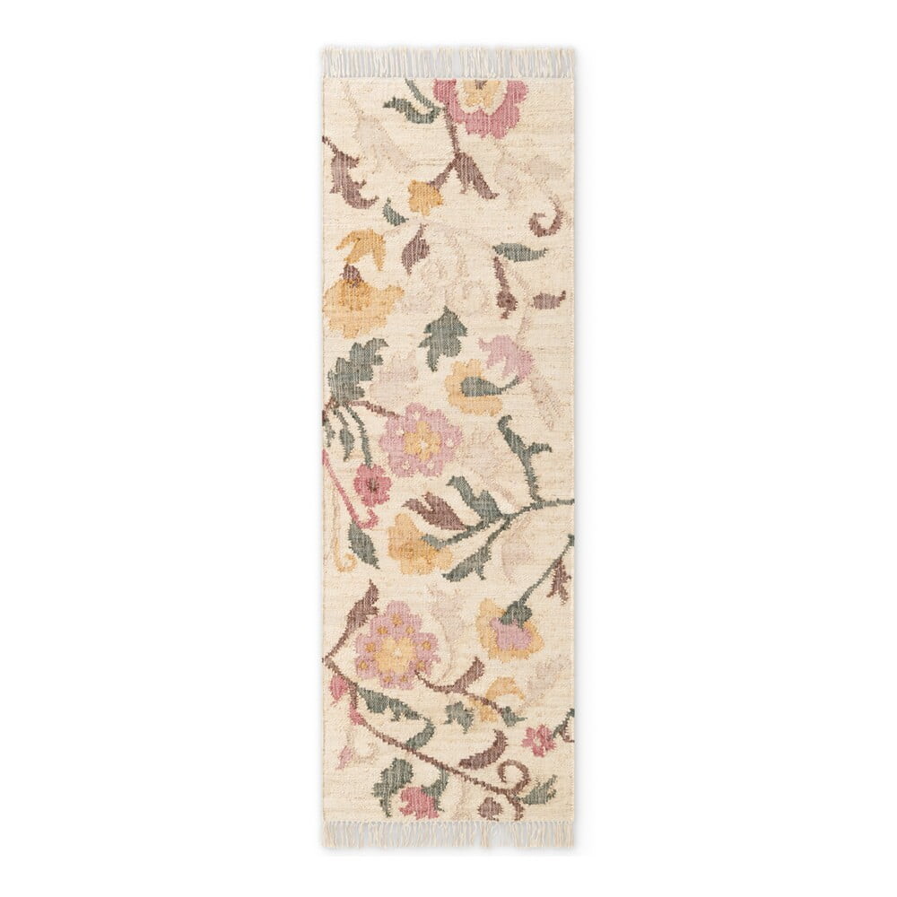 Krémový ručně tkaný jutový běhoun 80x200 cm Roya Violette – Elle Decoration