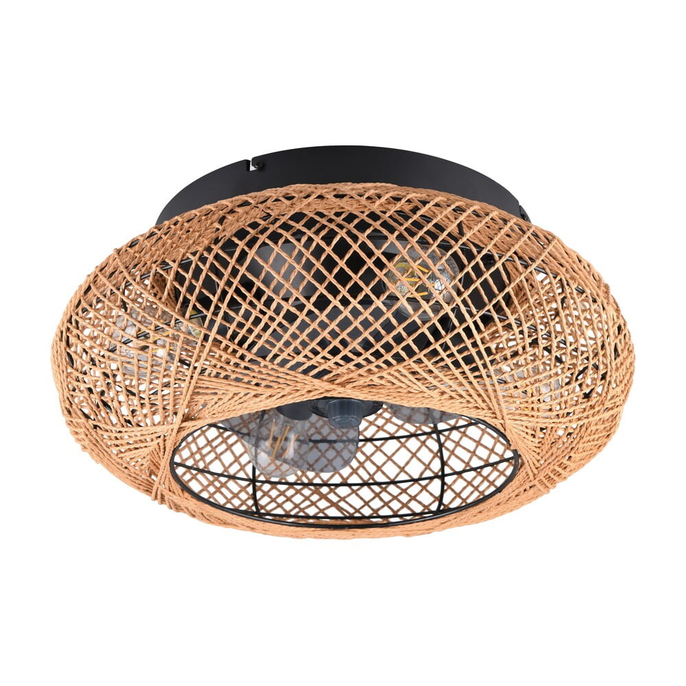 Hnědé stropní svítidlo na dálkové ovládání/s ventilátorem Lillesand – Trio