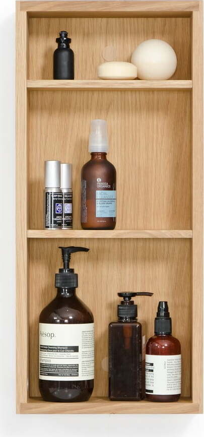 Nástěnná koupelnová police z dubového dřeva Wireworks Slimline